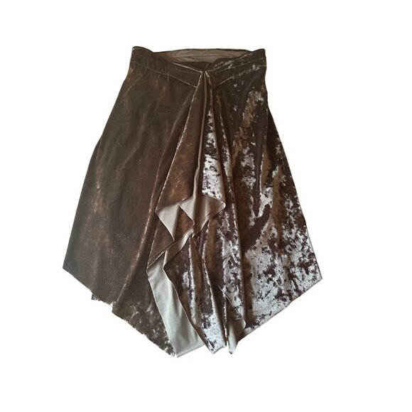 Black Velvet Asymmetrical High-Low Skirt With Draped Overlay Women’s M - Picture 1 of 3